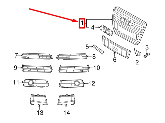 NEW AUDI A6 AVANT C6 FRONT RADIATOR GRILLE 4F0853651ANT94