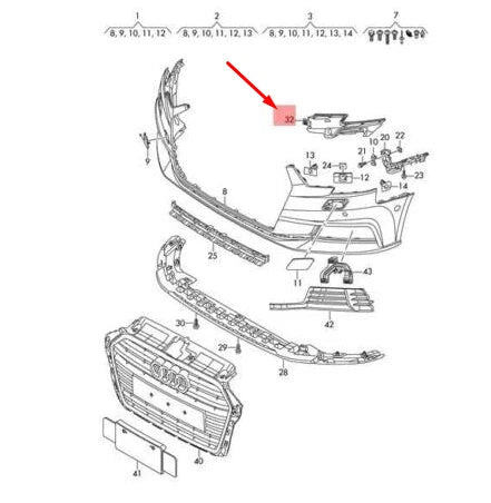 NEW AUDI A3 8V FRONT BUMPER RIGHT CLOSING ELEMENT 8V3807320