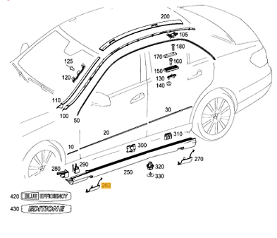 NEW MB E W212 FRONT RIGHT SKIRT JACK COVER A21269816309999 ORIGINAL