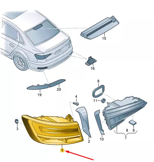 NEW AUDI A4 B9 SALOON REAR RIGHT TAILLIGHT 8W5945092AC 2020 ORIGINAL