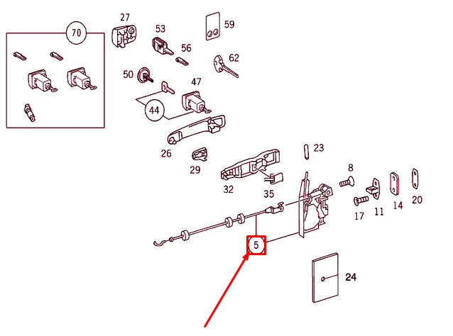 NEW MERCEDES-BENZ ML W164 FRONT RIGHT DOOR INNER LOCK RHD A1637202635 ORIGINAL