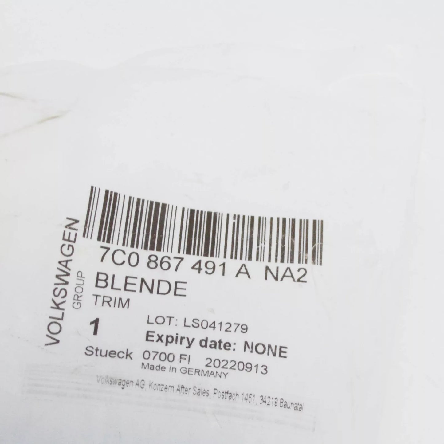 NEW VOLKSWAGEN CRAFTER SY INTERIOR LIGHT TRIM SWITCH 7C0867491ANA2 ORIGINAL