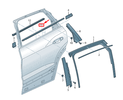 new audi e-tron ge rear left outer window slot seal 4ke839475a original