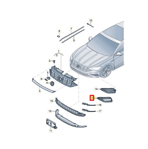 NEW VOLKSWAGEN JETTA MK7 FRONT RIGHT GRILL 17A853666B041