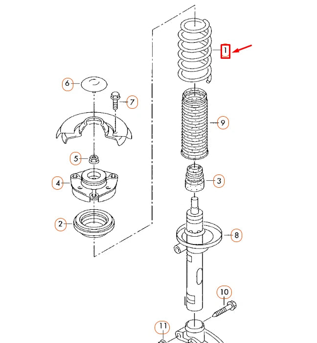 NEW VOLKSWAGEN GOLF MK7 FRONT COIL SPRING 1K0411105DM ORIGINAL