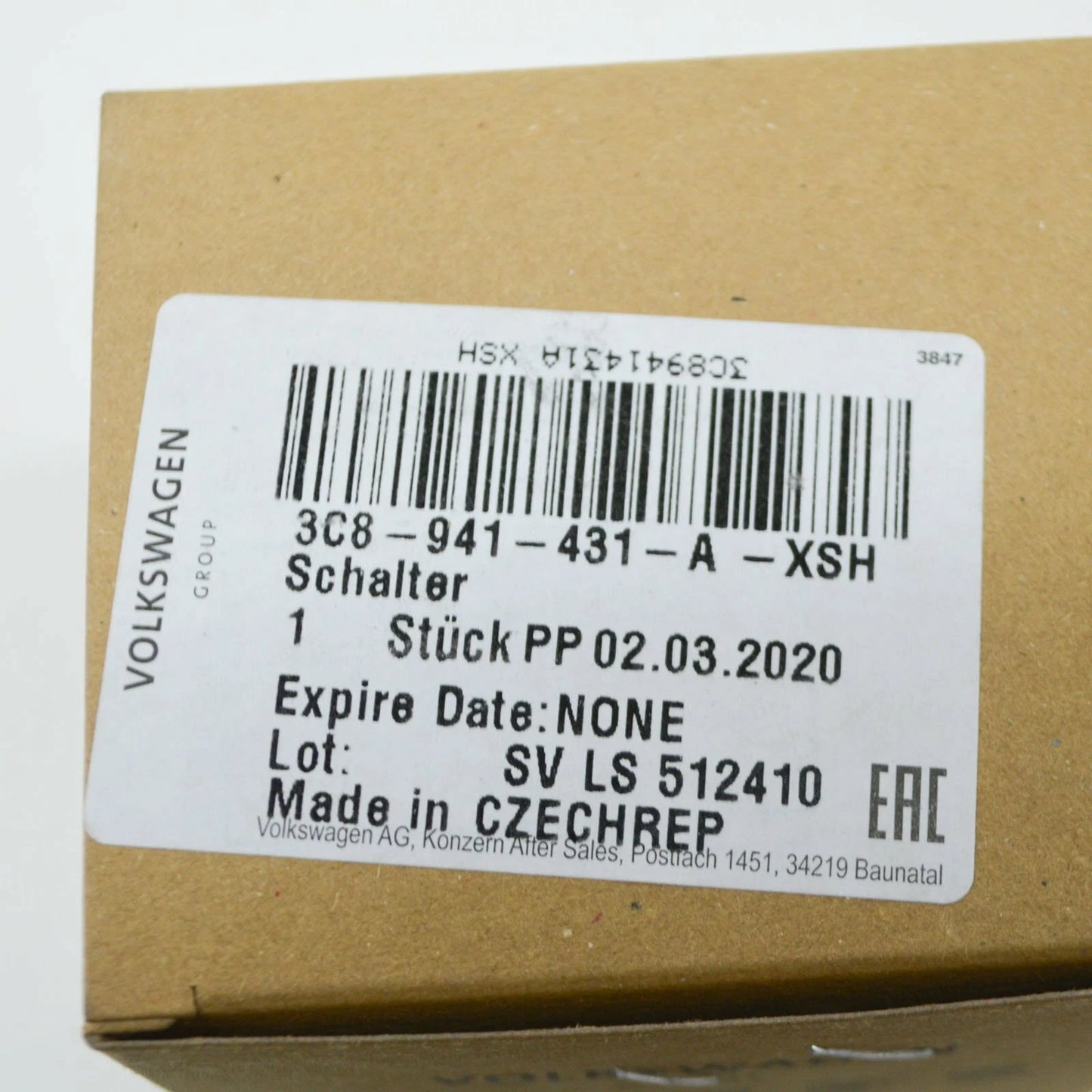 NEW VOLKSWAGEN GOLF MK6 HEADLIGHTS CONTROL SWITCH UNIT 3C8941431AXSH