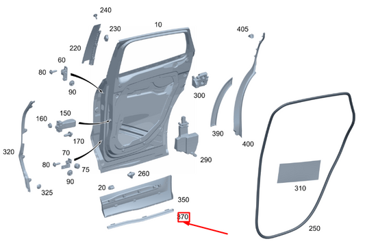 new mercedes-benz gla h247 rear left door cover strip a2477376900 original