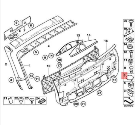 NEW BMW 5 GT F07 REAR TRUNK TRIM PANEL COVERING CAP 51497061429 ORIGINAL