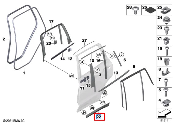 NEW BMW X3 G01 M F97 REAR LEFT DOOR LOWER MOLDING 8064801 51138064801 ORIGINAL