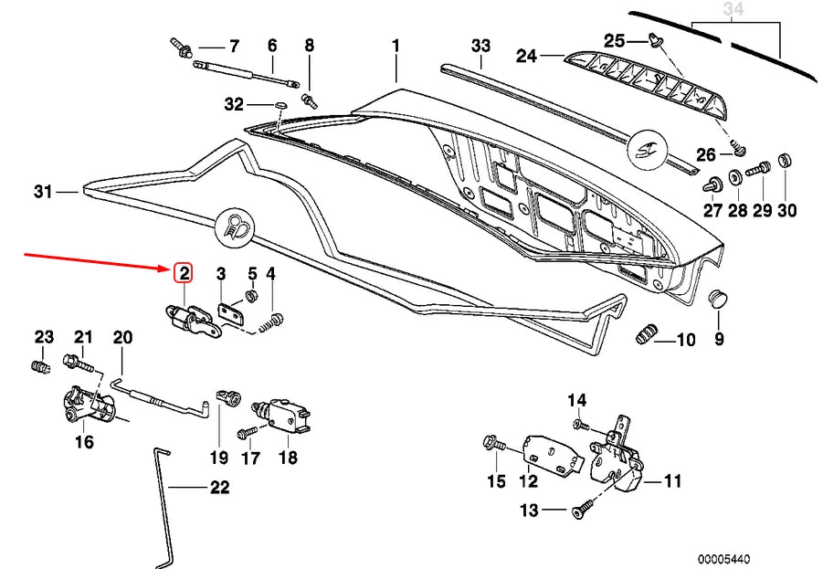 NEW BMW 3 COMPACT E36 TRUNK LID RIGHT HINGE 41628146474 8146474 ORIGINAL