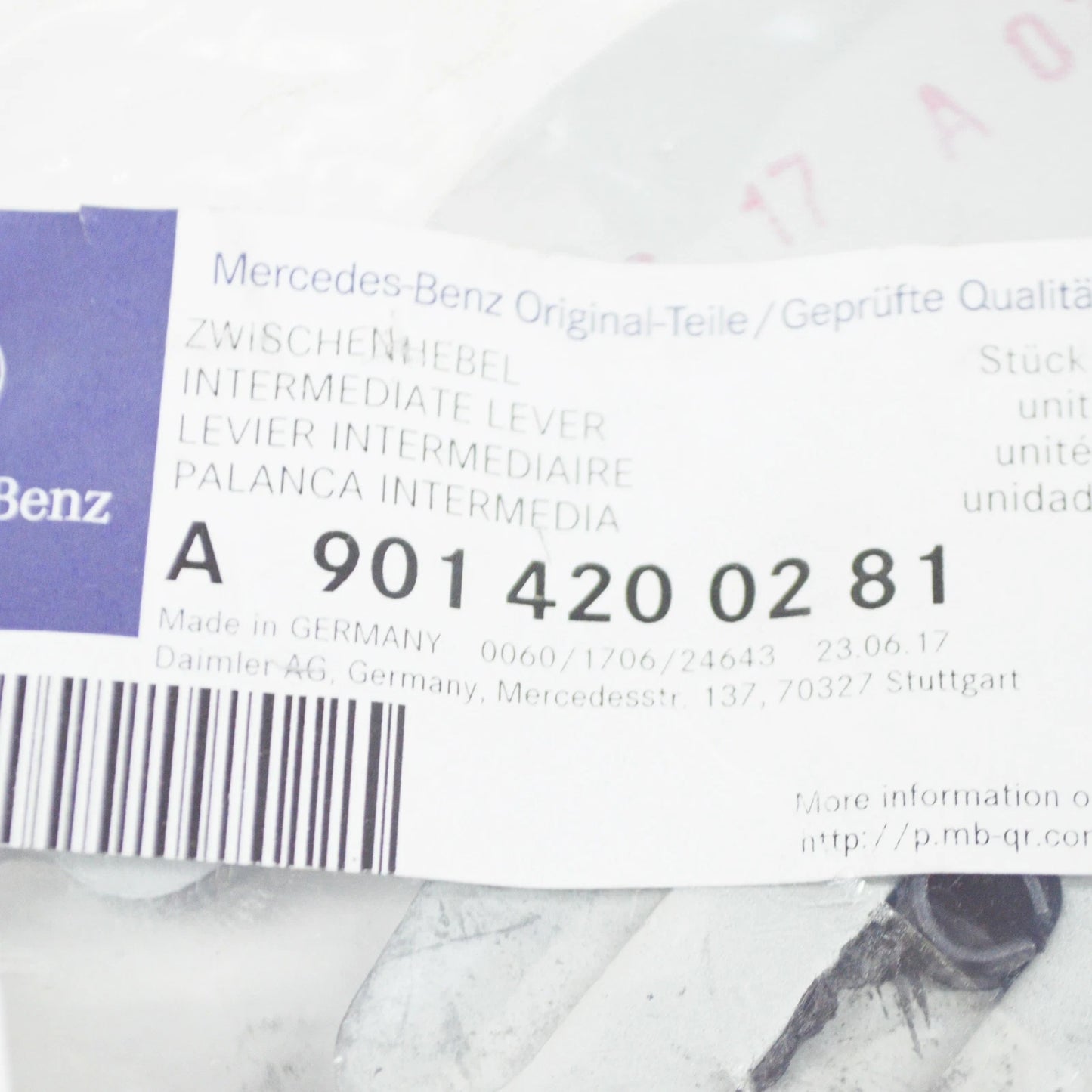 NEW MERCEDES-BENZ SPRINTER 903 HAND BRAKE CABLE LEVER RHD A9014200281 ORIGINAL