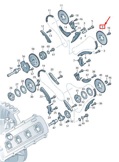 new audi q7 4l engine timing chain sprocket 05a109571 original