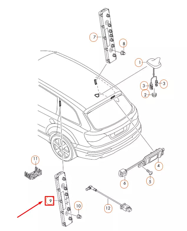 NEW AUDI Q7 4L LEFT C-PILLAR ANTENNA AMPLIFIER 4L0035225AE ORIGINAL