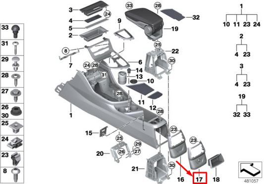 new bmw x1 f48 rear center console cover 9319567 51169319567 original