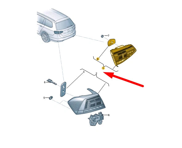NEW VW PASSAT B8 VARIANT REAR LEFT INNER LED TAILLIGHT RHD 3G9945093J ORIGINAL