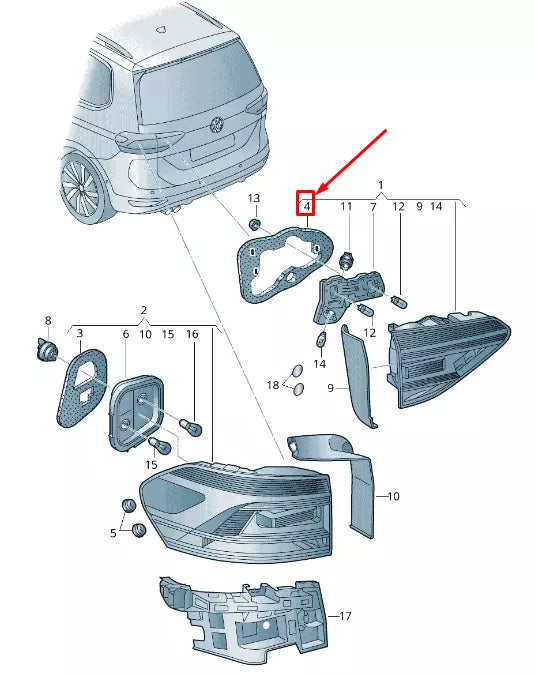 NEW VW TOURAN 5T REAR INNER TAIL LIGHT SEAL 5TA945197