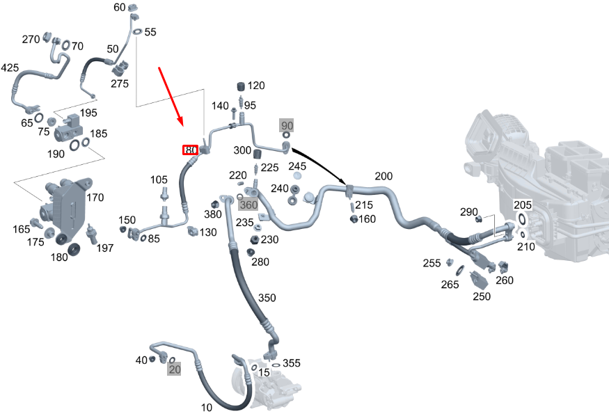 new mercedes-benz gla h247 refrigerant line a1778305001 original