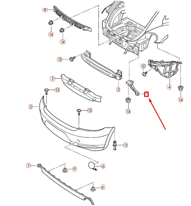 NEW VOLKSWAGEN BEETLE A5 REAR BUMPER RIGHT BRACKET 5C5807132A ORIGINAL