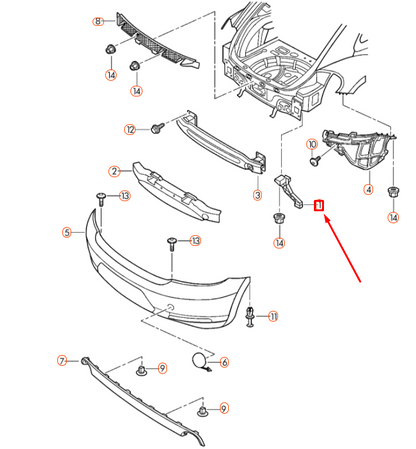 NEW VOLKSWAGEN BEETLE A5 REAR BUMPER RIGHT BRACKET 5C5807132A ORIGINAL