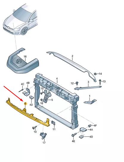 NEW VW GOLF MK7 FRONT LOCK CARRIER CENTER GUIDE SECTION 5G0805705H