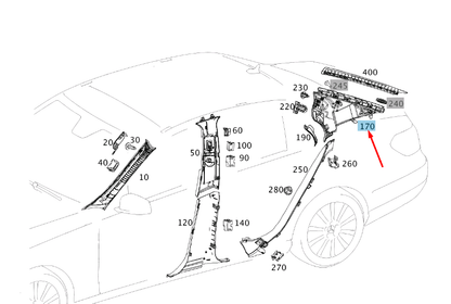 new mercedes-benz e w212 rear left c-pillar trim a21269045259g26 original