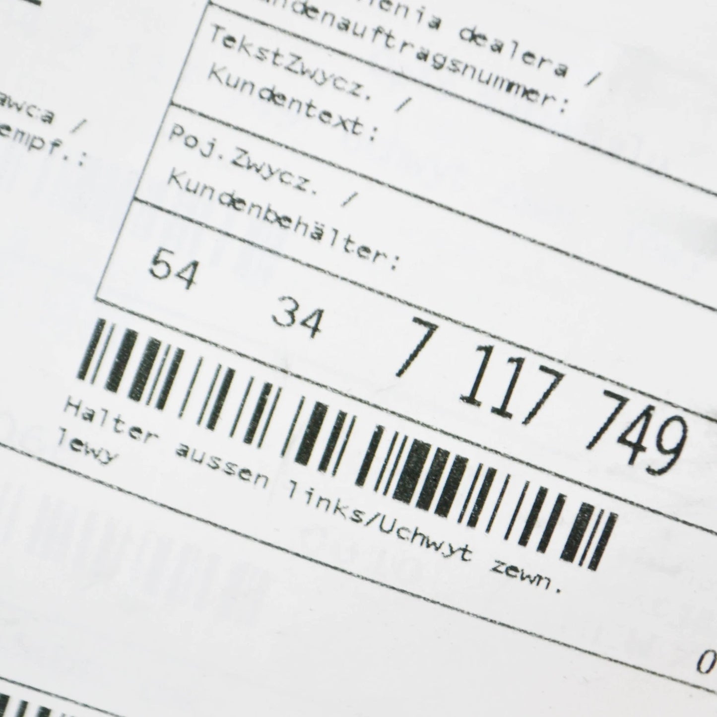 NEW BMW Z4 E85 LEFT CENTER WIND DEFLECTOR BRACKET 54347117749 7117749 ORIGINAL