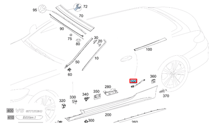 NEW MB C COUPE C205 RIGHT ROCKER MOLDING MOUNT BRACKET A2056983800 ORIGINAL