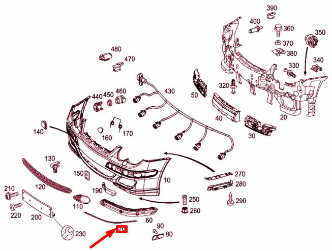 NEW MERCEDES-BENZ C CL203 FRONT LEFT BUMPER MOULDING A2038858121 ORIGINAL
