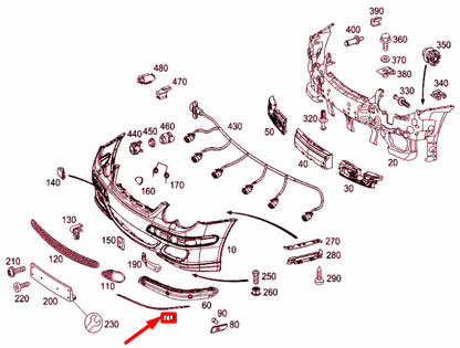 NEW MERCEDES-BENZ C CL203 FRONT LEFT BUMPER MOULDING A2038858121 ORIGINAL