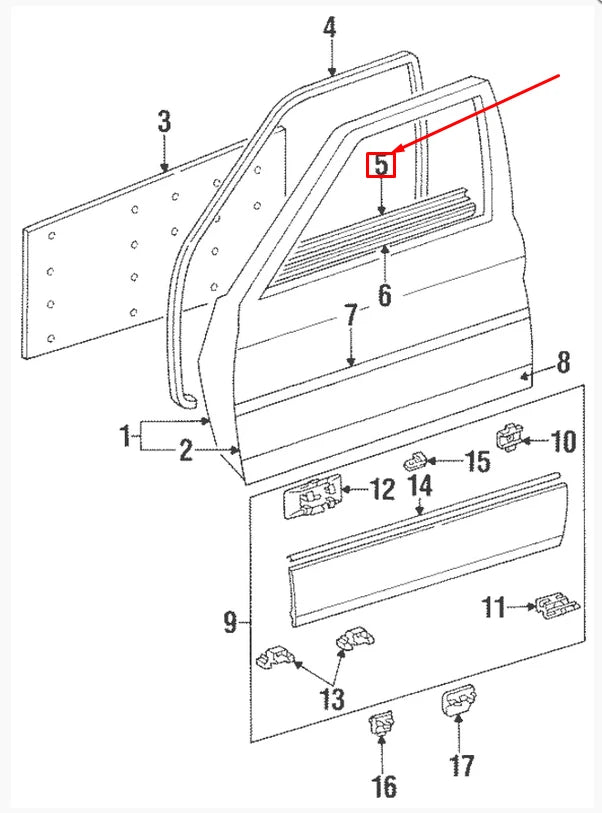 NEW MERCEDES E W124 INNER FRONT WINDOW WEATHERSTRIP SEAL A1247250265 ORIGINAL