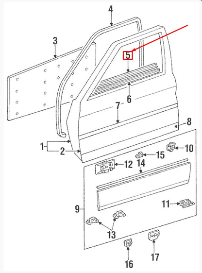 NEW MERCEDES E W124 INNER FRONT WINDOW WEATHERSTRIP SEAL A1247250265 ORIGINAL