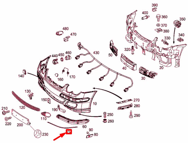 NEW MERCEDES-BENZ C W203 FRONT RIGHT BUMPER MOULDING A2038858221 ORIGINAL