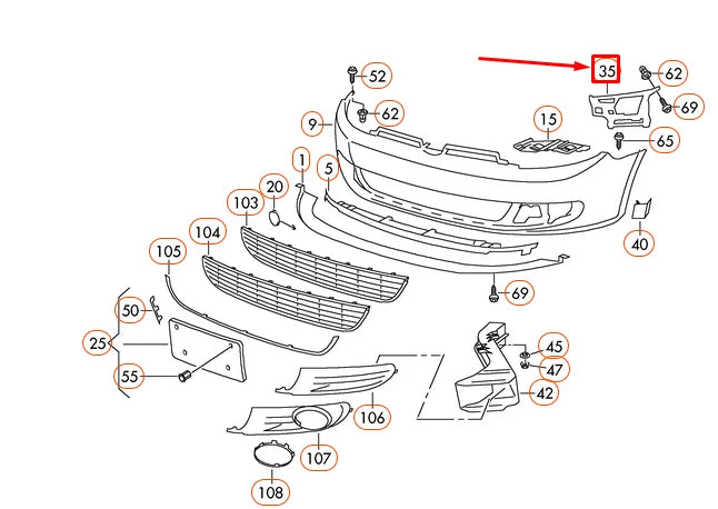 NEW VW GOLF MK6 FRONT BUMPER LEFT SUPPORT ELEMENT 5K0807723A ORIGINAL