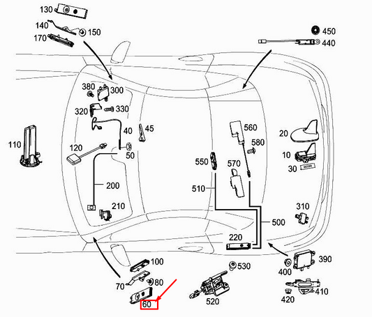 new mercedes-benz slk r172 left a-pillar antenna amplifier a1728203189 original