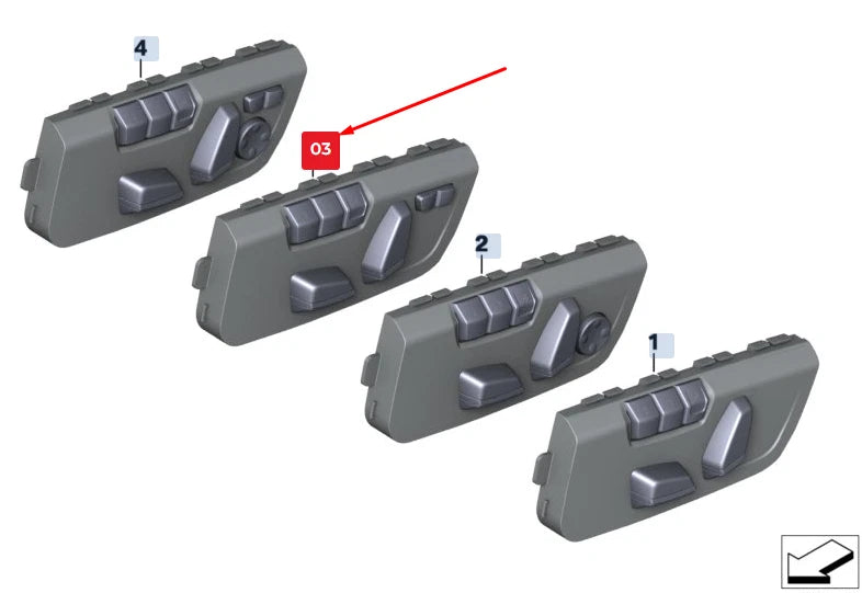 NEW BMW X2 F39 FRONT LEFT SEAT MEMORY ADJUSTMENT SWITCHES 61319359833 ORIGINAL