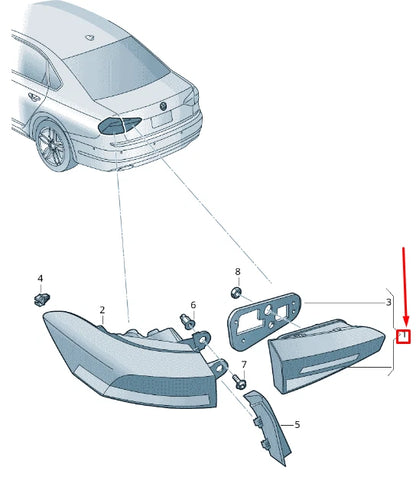 NEW VOLKSWAGEN PASSAT B8 LEFT SIDE TAILGATE LED TAILLIGHT 561945093N ORIGINAL