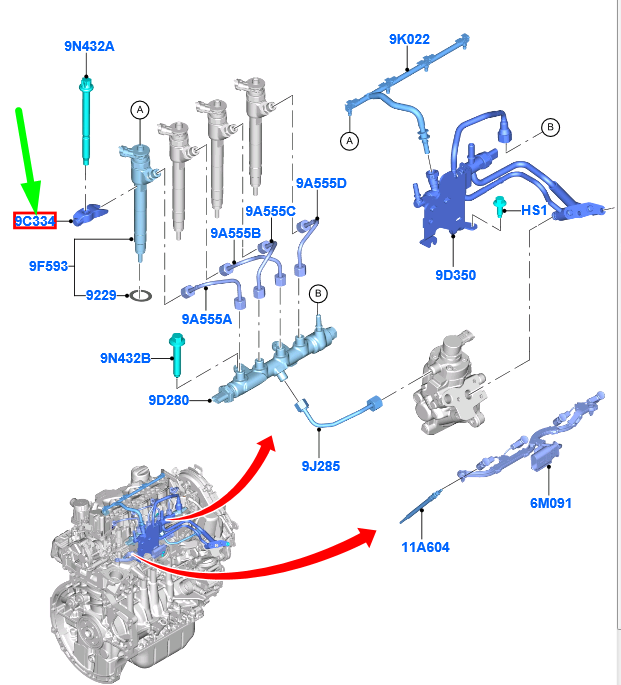 new ford kuga mk3 cx482 fuel injector stud clamp 2190869 jx6q-9l535-aa original