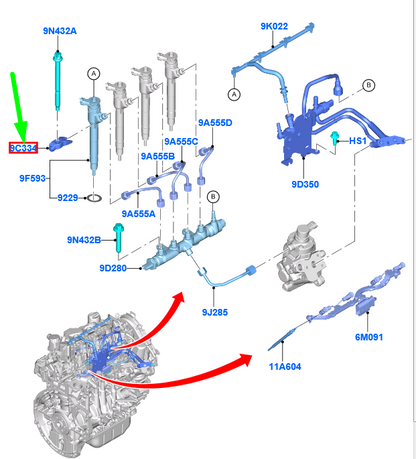 new ford kuga mk3 cx482 fuel injector stud clamp 2190869 jx6q-9l535-aa original