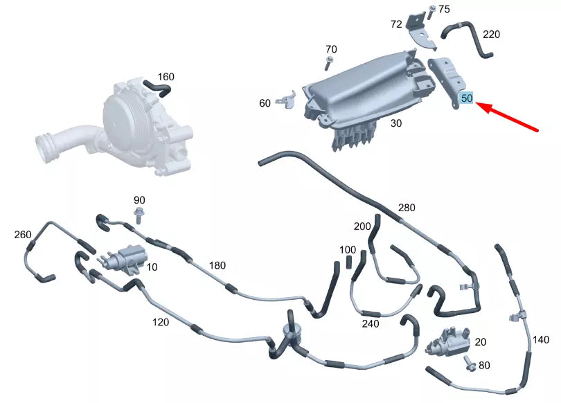 NEW MB C W204 VACUUM TANK TO EXHAUST GAS EXCHANGER BRACKET A6510900241 ORIGINAL