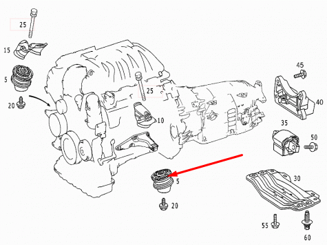 new mercedes-benz clc-class c216 engine mount a2202403317 5.5 petrol original