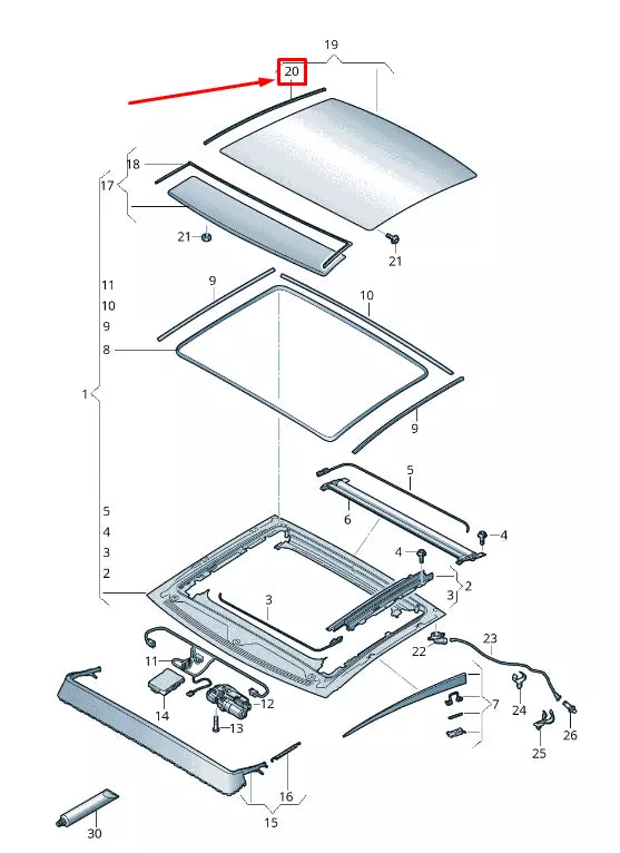 NEW AUDI Q3 F3 LEFT OUTER SUNROOF SEAL 4K5877459