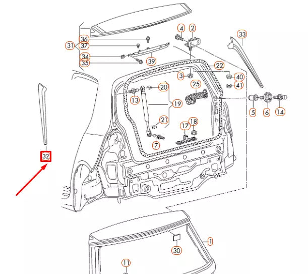 NEW VOLKSWAGEN GOLF MK7 REAR HATCH LEFT SPOILER 5G6805945C041 ORIGINAL