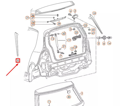 NEW VOLKSWAGEN GOLF MK7 REAR HATCH LEFT SPOILER 5G6805945C041 ORIGINAL