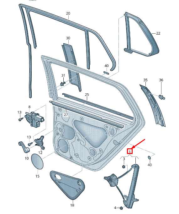 new vw golf vii 5g mk7 rear right door window regulator 5g4839462c original