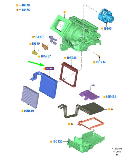 new ford kuga mk2 c520 heater evaporator assy lhd 5129677 av6n-19850-aa original