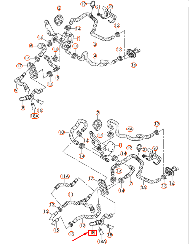 NEW AUDI A8 D4 FEED COOLANT HOSE LHD 4H1819372M ORIGINAL