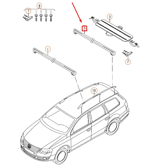 NEW VW TIGUAN MK1 REAR ROOF LUGGAGE CARRIER CROSS RAIL 5N0860028 ORIGINAL