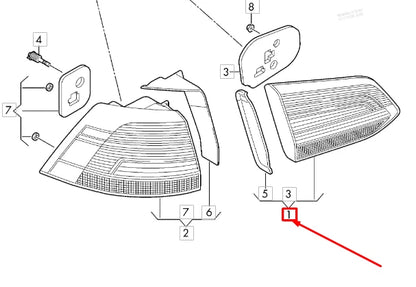 NEW VW GOLF MK7 REAR LEFT SIDE INNER TAIL LAMP 5G9945093L ORIGINAL