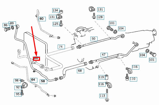 NEW MERCEDES-BENZ SL R129 OIL COOLER TO RADIATOR LINE A2102702696 ORIGINAL