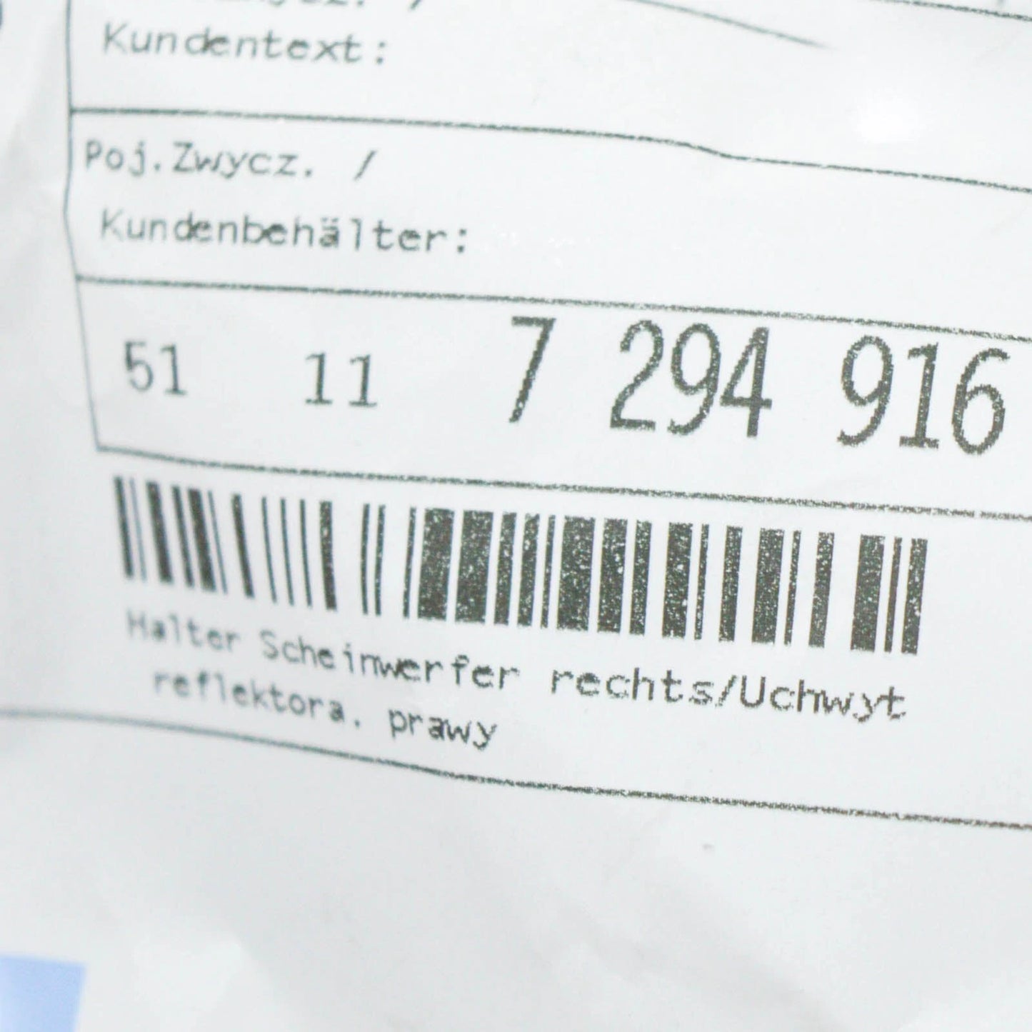 NEW BMW 3 GRAN TURISMO F34 RIGHT HEADLIGHT BRACKET MOUNT 51117294916 ORIGINAL